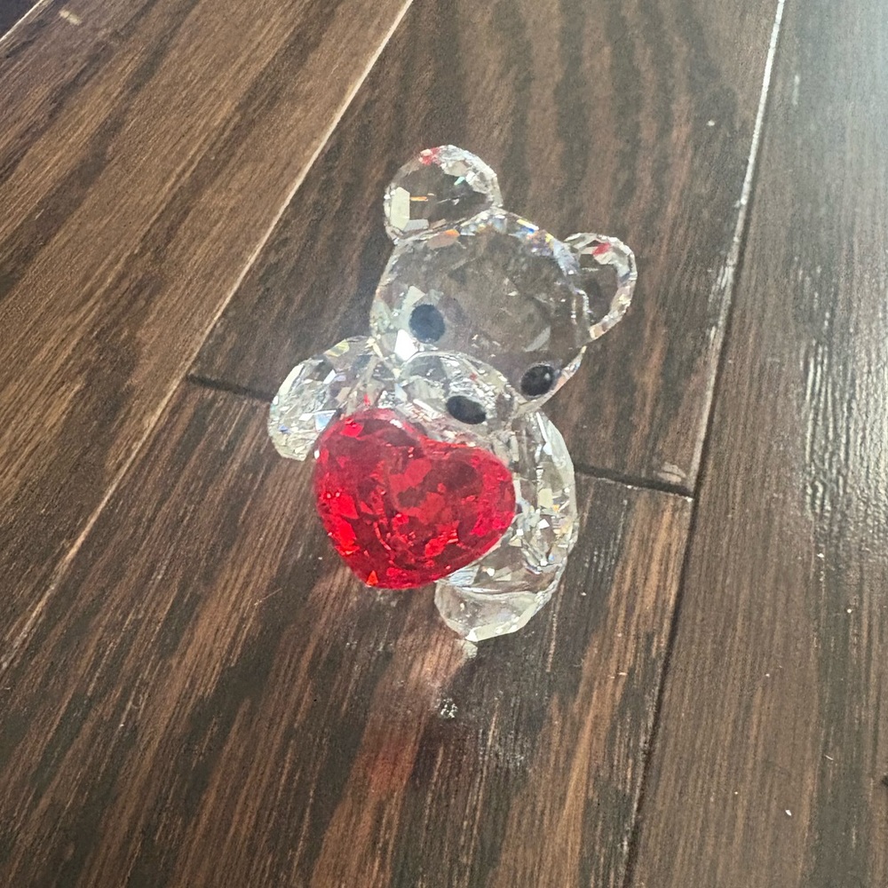 Swarovski Crystal Bear Figurine with Red Heart